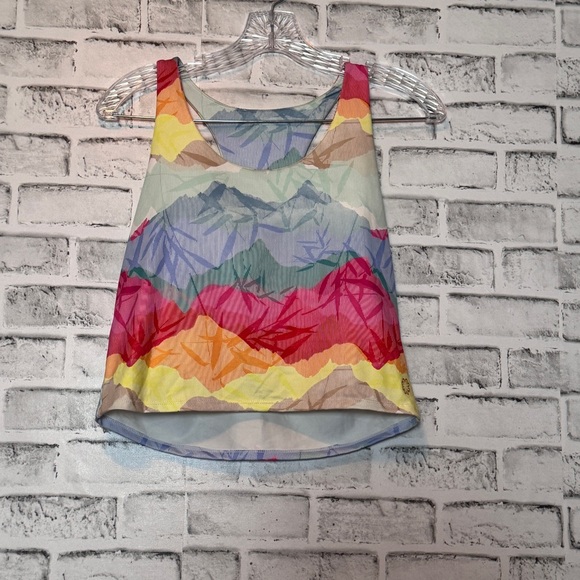 Colorful Women's athletic performance cropped Tank Top size large stretchy cute - Picture 2 of 8